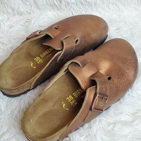 Birkenstock Shoes - Birkenstock Boston Metallic Copper Leather Size 38